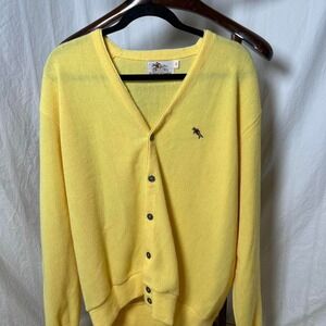 STEEPLECHASE 80s Vintage Cardigan Sweater Yellow Button XL‎ grunge